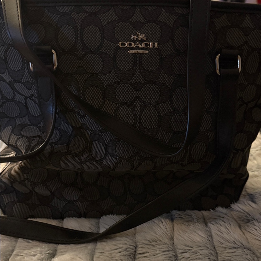 Coach Black and Gray Signature Tote